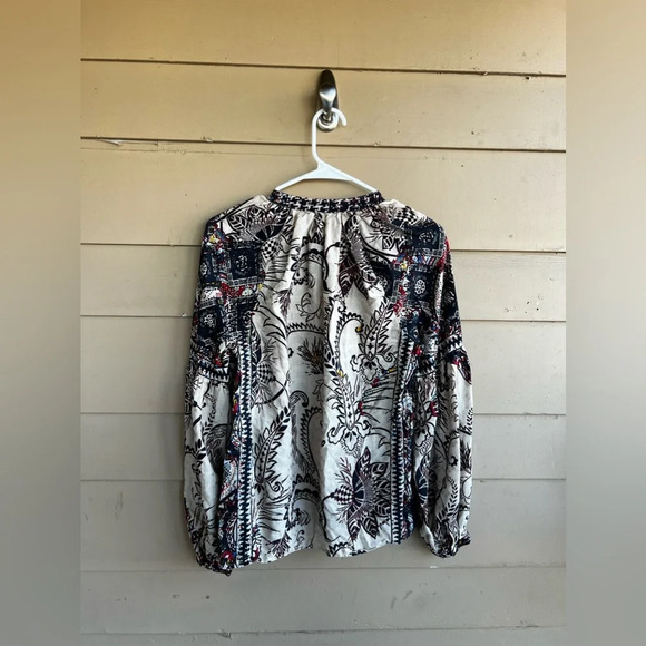 Lucky Brand Boho Printed Long Sleeve Blouse - Size M - Picture 4 of 4